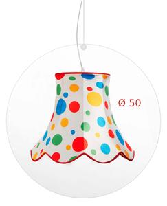 Lampadario a sospensione STELLA BIG in cristallo acrilico Diametro 50xh46 cm paralume realizzato in ?lo metallico rivestito di tessuto in cotone colore Bianco Pois