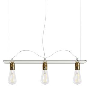 Plafoniera da soffitto a sospensione REGINA 3 LUCI 60x15xh8 cm - kg 1,2 paralume in PMMA metacrilato 3 luci supporto oro