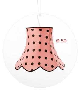 Lampadario a sospensione STELLA BIG in cristallo acrilico Diametro 50xh46 cm paralume realizzato in ?lo metallico rivestito di tessuto in cotone colore rosa pois neri