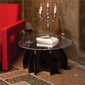 Tavolino Ovale basso ATLANTE Dimensioni 76x60xh33 cm piano in metacrilato trasparente peso Max Supportato 60 kg, base Nera