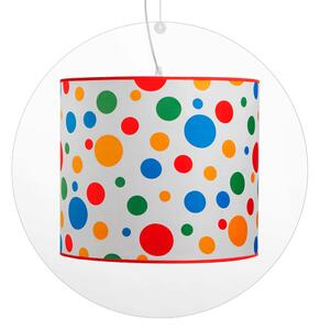 Lampadario a sospensione SIMONETTA in cristallo acrilico Diametro 60xh55 cm paralume realizzato in ?lo metallico rivestito di tessuto in cotone colore bianco pois multicolor