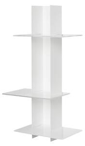 Libreria da parete ELIB3 Dimensioni 39x21xh70 cm Struttura in metallo verniciato bianco ripiani metacrilato bianco