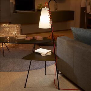 Tavolino con lampada CHIARA 53x45xh122 cm Struttura in metallo verniciato NERO