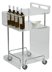 Carrello portavivande da cucina Multifunzione in Cristallo acrilico ONDINA 50x52xh90 cm con ruote piroettanti colore trasparente