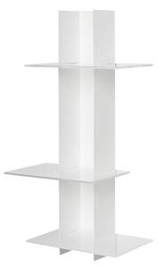 Libreria da Parete verticale Fissaggio a parete ELIB 39x23xh 70 cm con struttura in metallo verniciato bianco ripiani in metacrilato bianco