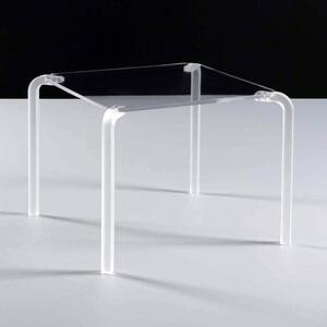 Tavolino quadrato basso 50x50xh42 cm FINNY 5 - in metacrilato trasparente Portata max: 15 kg