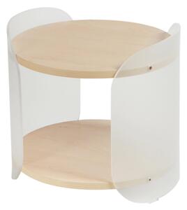 Tavolinetto, comodino in metacrilato Satinato BASSO ALVIN 41x41xh39 cm con ripiano in legno nobilitato particolari in acciaio lucido acero mondial