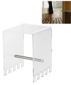 Sgabello BASSO In metacrilato trasparente TRIONFO 33x33xh44 cm - Particolari in acciaio colore inox lucido