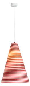Sospensione con paralume conico in Sandylex �40xh60 cm, con stampa geometrica rosso