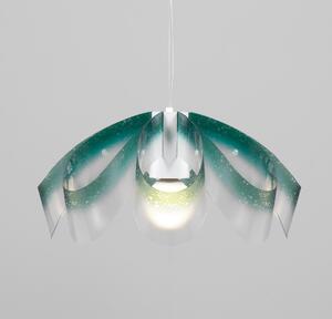 Lampadario a sospensione diametro 55xh28 cm con paralume in petali di policarbonato antiriflesso Flo Verde
