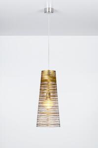 Sospensione con paralume conico PIXI �25xh60 cm in policarbonato trasparente Oro