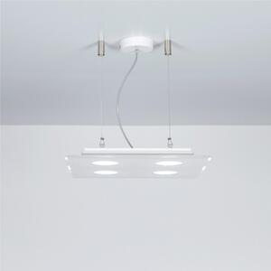 Sospensione quadrata da soffitto in metacrilato 4 Luci DOMINO 40x40xh6,5 cm bicolore bianco trasparente
