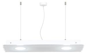 Sospensione rettangolare da soffitto in metacrilato 2 Luci DOMINO 60x20xh6,5 cm bicolore bianco trasparente