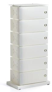 Scarpiera Fluida WHITE 6 Cassetti 41x25.5h104 in polipropilente bianco Perla