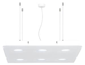 Sospensione quadrata da soffitto in metacrilato 6 Luci DOMINO 60x60x h6,5 cm IP 20 - Attacco GX 53-1 bicolore bianco trasparente