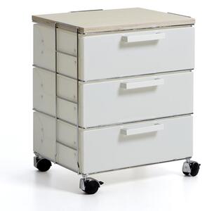 Cassettiera Isotta Wood 3 cassetti 41x35xh57 in polipropilente bianco Perla Top in Legno