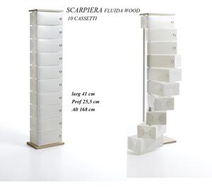 Scarpiera Contenitore Multiuso Fluida Wood 10 Cassetti 45x25.5xh168 cm