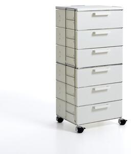 Cassettiera Isotta White 6 cassetti 41x35xh106 in polipropilente bianco Perla Top in MDF