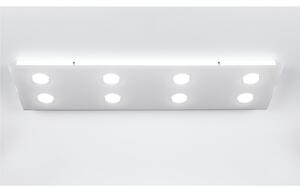 Plafoniera quadrata da soffitto in metacrilato 8 Luci DOMINO 120x35xh16,5 cm bicolore bianco trasparente