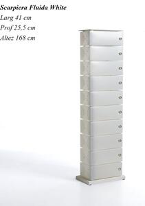 Scarpiera Fluida White 10 Cassetti 41x25.5h168 in polipropilente bianco Perla