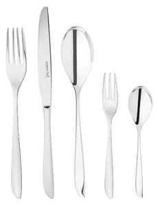 Posate set da 60 pezzi acciaio inox 18/10 12 posti tavola + servizio dolce Monoblocco LEAF inox lucido lavabile in lavastoviglie- posate