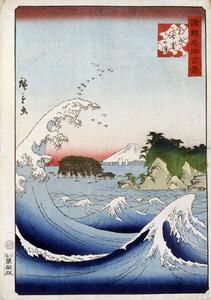 Riproduzione Mount Fuji behind the restless sea, Hiroshige, Utagawa II