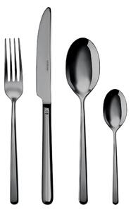 Servizio Posate in acciaio inox 18/10 Linear PVD Finitura BLACK 24 Pezzi Monoblocco 6 posti tavola, NERO- posate
