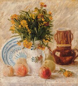 Riproduzione Vase with Flowers Coffeepot and Fruit, Vincent van Gogh