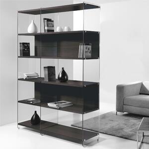 Libreria Composizione byblos 24 ripiani in laminato Noce Ardesia fianchi in vetro Trasparente 149x36xh 202 cm Peso 124 kg Noce Ardesia