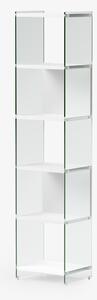 Libreria componibile Byblos da cm.45 - fianco alto 202 cm 45x36xh202 cm ripiani in laminato Bianco opaco fianchi in vetro Trasparente