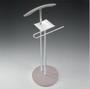Servo muto appendiabiti STEWARD 42x37xh108cm struttura in Acciaio Satinato e legno massello Colore Grigio Tortora