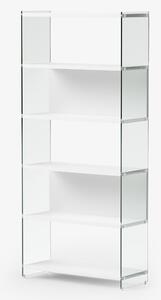 Libreria componibile Byblos da cm.90 - fianco alto 202 cm 90x36xh202 cm con ripiani in laminato Bianco opaco fianchi in vetro Trasparente