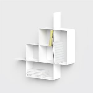 Libreria componibile MONDRIAN in alluminio e acciaio verniciati 118xh118 cm elemento 22 Bianco Sabl� fondo Bianco Sabl� elemento 25 Bianco Sabl�