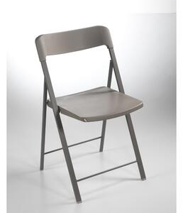 Sedia pieghevole richiudibile ZETA Altezza seduta 45 cm con struttura Alluminio Grigio tortora, chiusa ingombra solo 5 cm seduta e schienale in plastica tortora