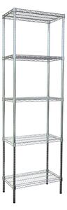 Scaffale cromato con 5 ripiani cromato in kit 60x60xh200 cm - peso 21 kg diametro montante 2,6 cmCromo