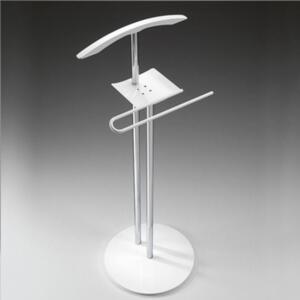 Servo muto appendiabiti STEWARD 42x37xh108cm struttura in Alluminio Satinato e legno massello Bianco sabl�