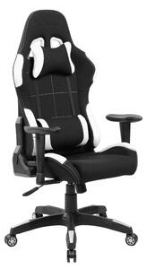 Poltrona Gaming modello INDIANAPOLIS gioco, computer ufficio in similpelle con altezza seduta regolabile Dimensioni: cm 72 x 57,5 x h. 124 max 134 cm Colore bianco nero