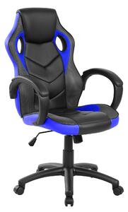 Poltrona Gaming modello Racer Pro gioco, computer ufficio in similpelle con altezza seduta regolabile 46-56 cm nera e blu