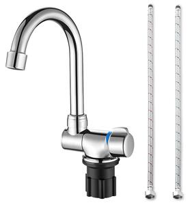 Rubinetto da cucina pieghevole, girevole a 360°, miscelatore monocomando, acqua fredda/calda, rame, ottone cromato
