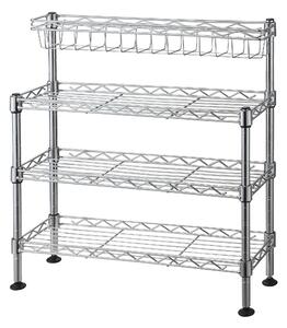 Scaffale Portaoggetti 3 ripiani pi� portaoggetti superiore 45x15xh47 cm Cromo