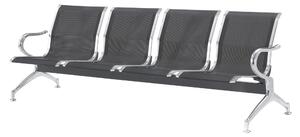 Panca di attesa INDOOR 4 posti in acciaio microforato grigio Dimensioni 236x68 h78 cm Peso kg 38 in acciaio microforato con trattamento antiruggine colore Nero