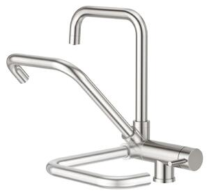 Miscelatore da cucina a tre vie, con beccuccio estraibile, realizzato in acciaio inossidabile, con rotazione a 360°