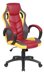 Poltrona Gaming modello LAS VERGAS gioco, computer ufficio in similpelle L61xP66xh104-114cm Colore GRANATA E GIALLA