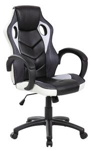 Poltrona Gaming modello Racer Pro gioco, computer ufficio in similpelle con altezza seduta regolabile 46-56 cm nera e bianca
