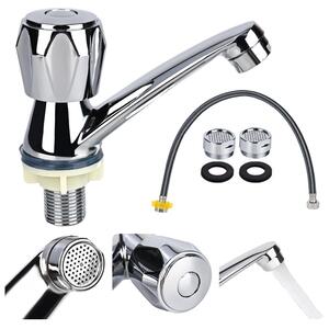 Miscelatore monocomando per lavabo, solo acqua fredda, cromato, lunghezza 60 cm, con tubo