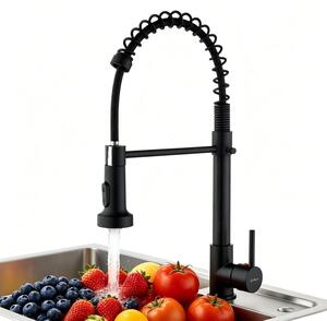 Miscelatore per lavello da cucina, girevole a 360°, estraibile, colore nero
