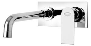 Miscelatore lavabo a muro con piastra interasse 10 cm Jacuzzi | rubinetteria Twilight ottone cromato 0TI00497JA03