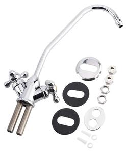 Rubinetto da cucina a due maniglie, raccordo da 1/4 di pollice, realizzato in lega di zinco con finitura cromata, compatibile con sistemi di filtraggio dell'acqua potabile a osmosi inversa