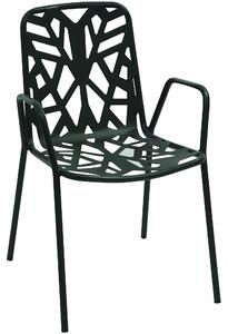 Sedie da giardino Set 2 impilabili CON BRACCIOLI FANCY 2 in acciaio pre-zincata Verniciatura poliestere, 52x59xh83 cm, peso 5,4 kg, prodotto in italia, 100 x 100 riciclabile colore bianco