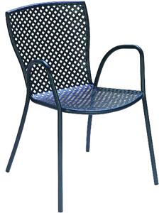 Sedie da giardino Set 2 impilabili CON BRACCIOLI SONIA 2 in acciaio pre-zincata Verniciatura poliestere, 65x55xh112 cm, peso 5,7 kg, prodotto in italia, 100 x 100 riciclabile colore bianco